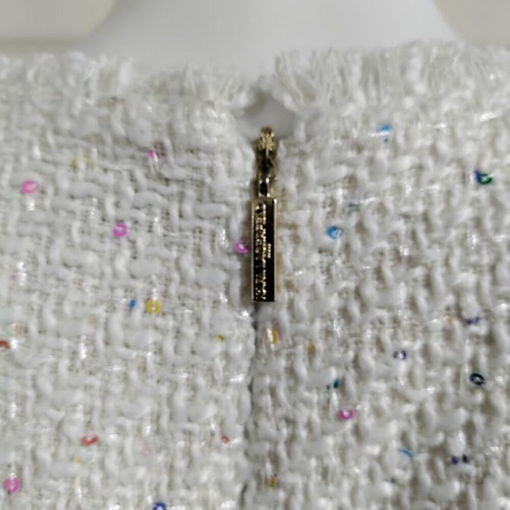 NWT Karl Lagerfield Paris Tweed Preppy Formal Shift Dress White Womens Size 10 - Picture 9 of 16